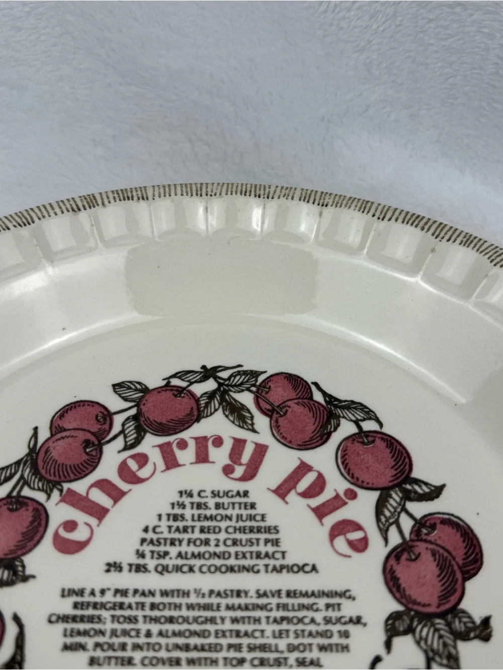 Vintage 1983 Cherry Pie Recipe Plate Royal China Country Harvest Made in USA